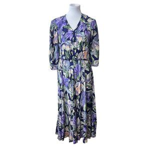 Vintage E. D. Michaels Women's Dress Size 5/6 Floral Shoulder Pads Stretchy